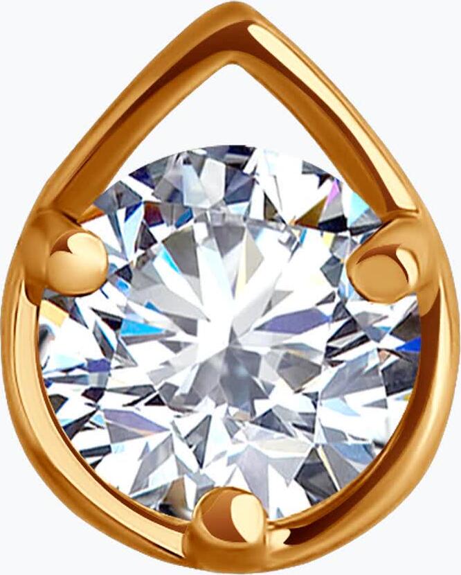 SOKOLOV 036601 Pandantiv pentru femei, Aur roșu 585, Cubic Zirconia colorless rotund 5mm 0.846 ct, 0.47g