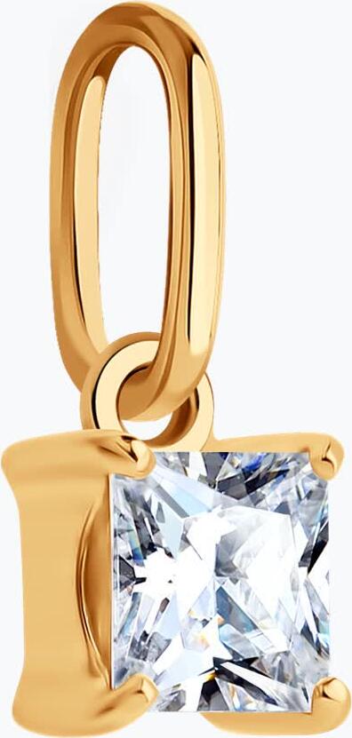 Diamant 51-130-02938-1 Women's Classic Pendant, 585 Red Gold, 4x4mm Square Colorless Cubic Zirconia, 0.572 ct, 11mm Height