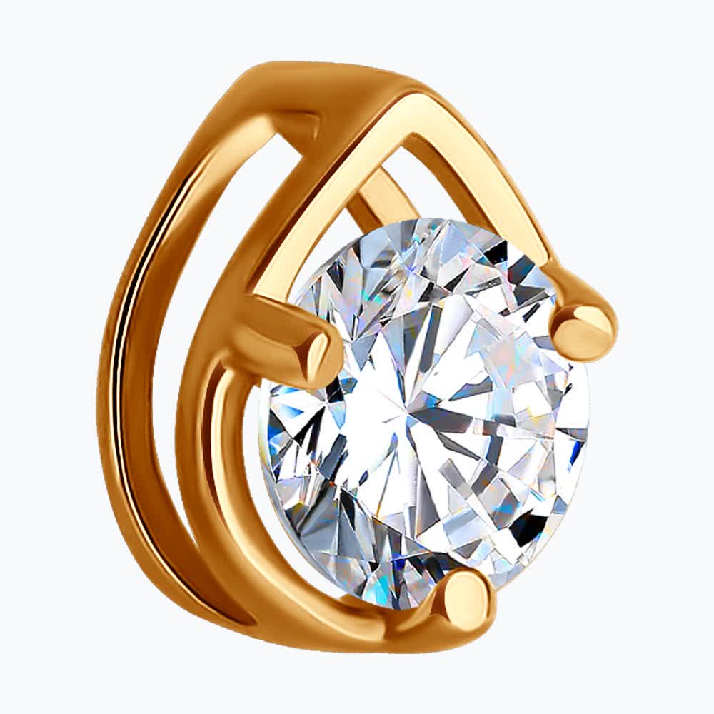 SOKOLOV 036601 Pandantiv pentru femei, Aur roșu 585, Cubic Zirconia colorless rotund 5mm 0.846 ct, 0.47g