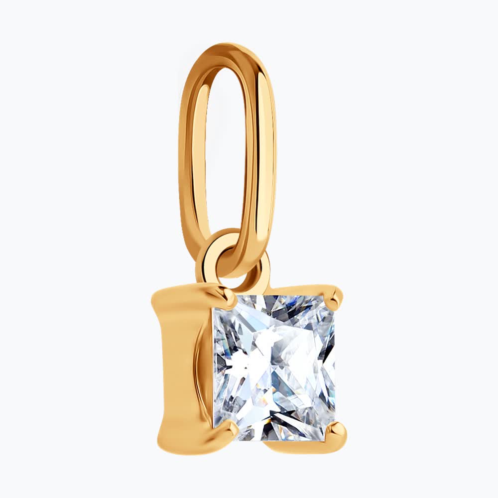 Diamant 51-130-02938-1 Women's Classic Pendant, 585 Red Gold, 4x4mm Square Colorless Cubic Zirconia, 0.572 ct, 11mm Height