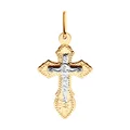 Diamant Blagovest Children's Orthodox Cross Pendant, 585 Combined Gold, Yellow and White Rhodium Plated, Engraved, 0.73g, Art. 51-131-01393-1