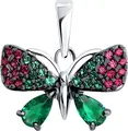 Bijuterie Fluture SOKOLOV 94033099, Argint 925 Placat cu Rodiu, Corund și Zirconiu Cubic Verde și Roșu, 12 Pietre, 1.02g, Accesoriu pentru femei