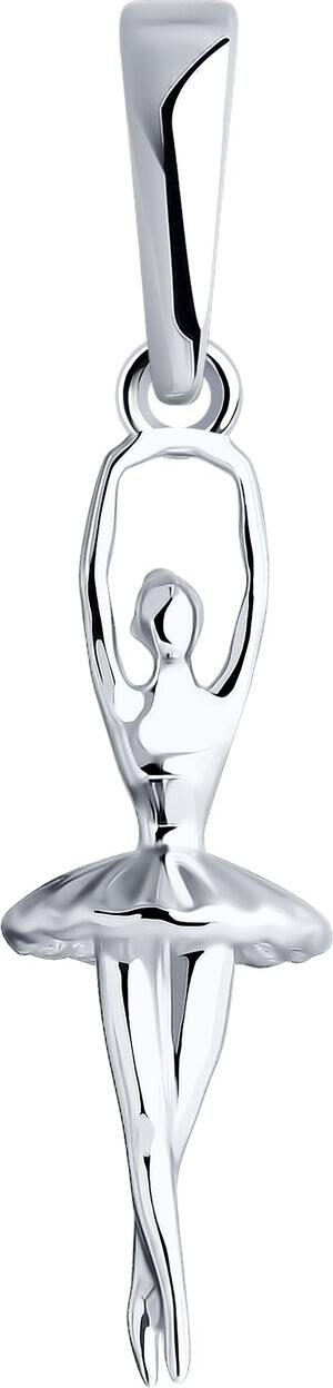 SOKOLOV 94033204 RUSSE Collection Ballerina Figure Pendant for Women, 925 Sterling Silver, Rhodium Plated, 0.66g, Silver