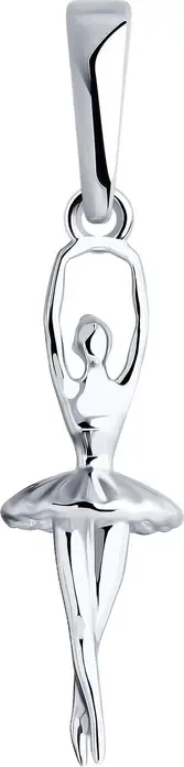 SOKOLOV 94033204 RUSSE Collection Ballerina Figure Pendant for Women, 925 Sterling Silver, Rhodium Plated, 0.66g, Silver