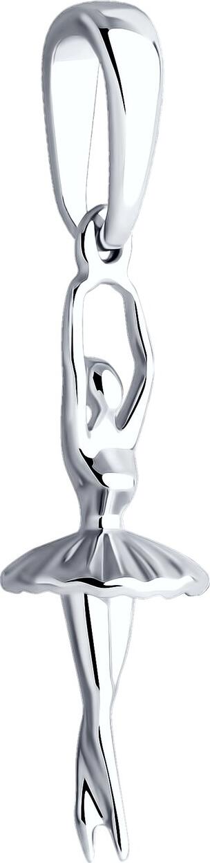 SOKOLOV 94033204 RUSSE Collection Ballerina Figure Pendant for Women, 925 Sterling Silver, Rhodium Plated, 0.66g, Silver