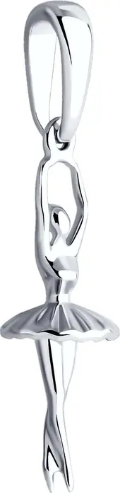 SOKOLOV 94033204 RUSSE Collection Ballerina Figure Pendant for Women, 925 Sterling Silver, Rhodium Plated, 0.66g, Silver