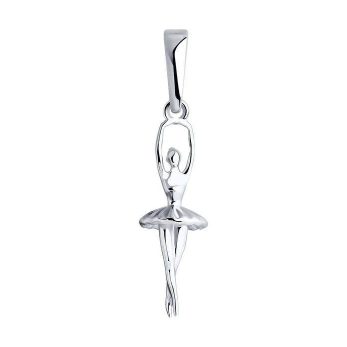 SOKOLOV 94033204 RUSSE Collection Ballerina Figure Pendant for Women, 925 Sterling Silver, Rhodium Plated, 0.66g, Silver