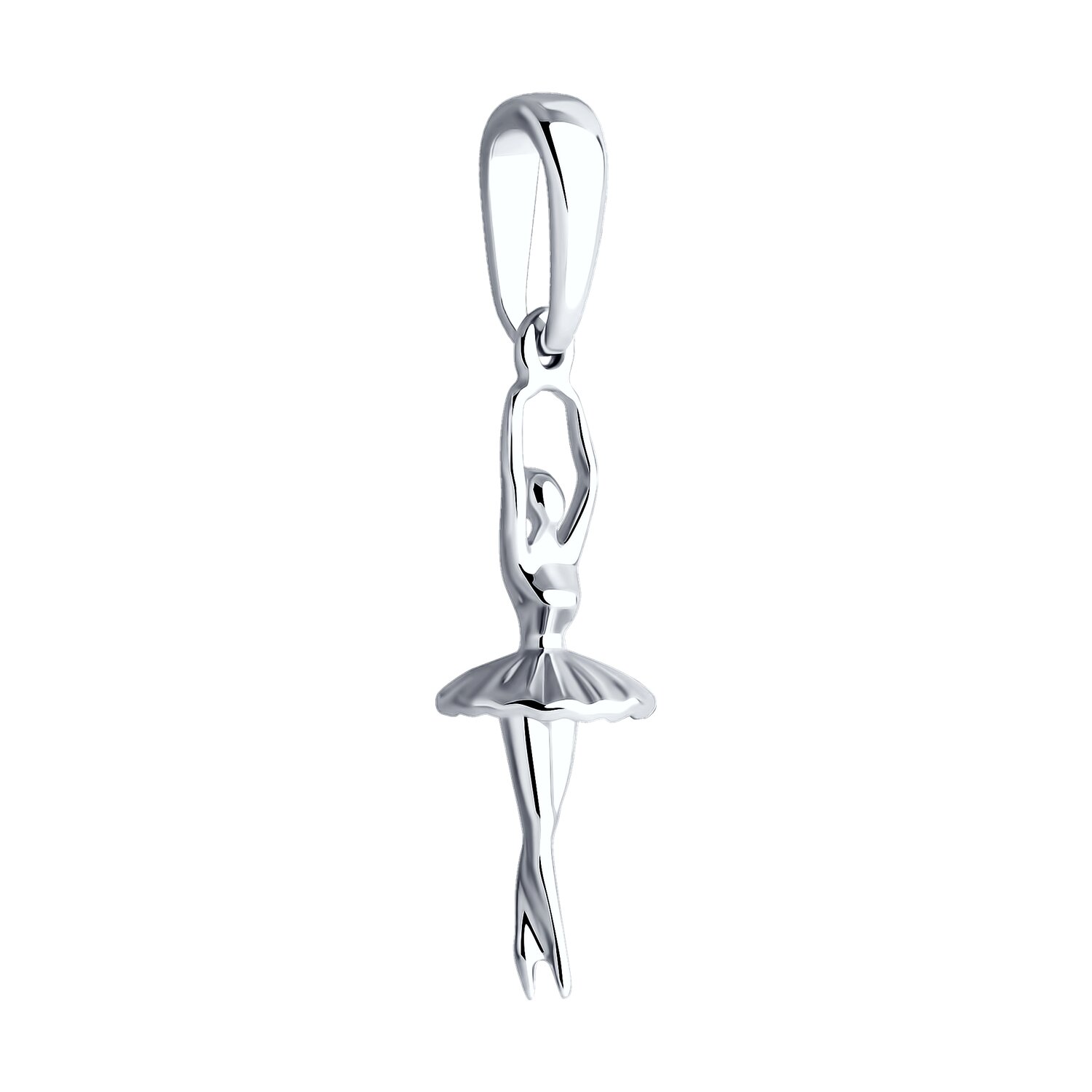 SOKOLOV 94033204 RUSSE Collection Ballerina Figure Pendant for Women, 925 Sterling Silver, Rhodium Plated, 0.66g, Silver