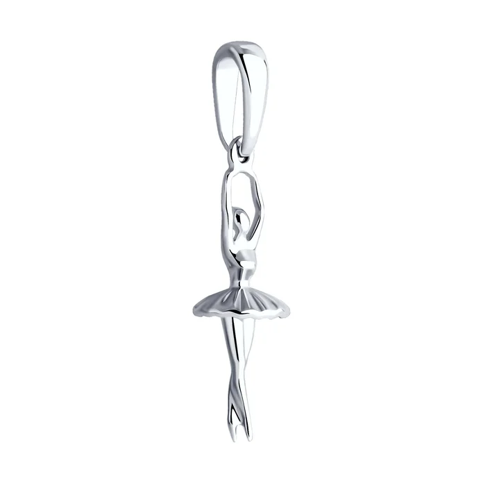 SOKOLOV 94033204 RUSSE Collection Ballerina Figure Pendant for Women, 925 Sterling Silver, Rhodium Plated, 0.66g, Silver