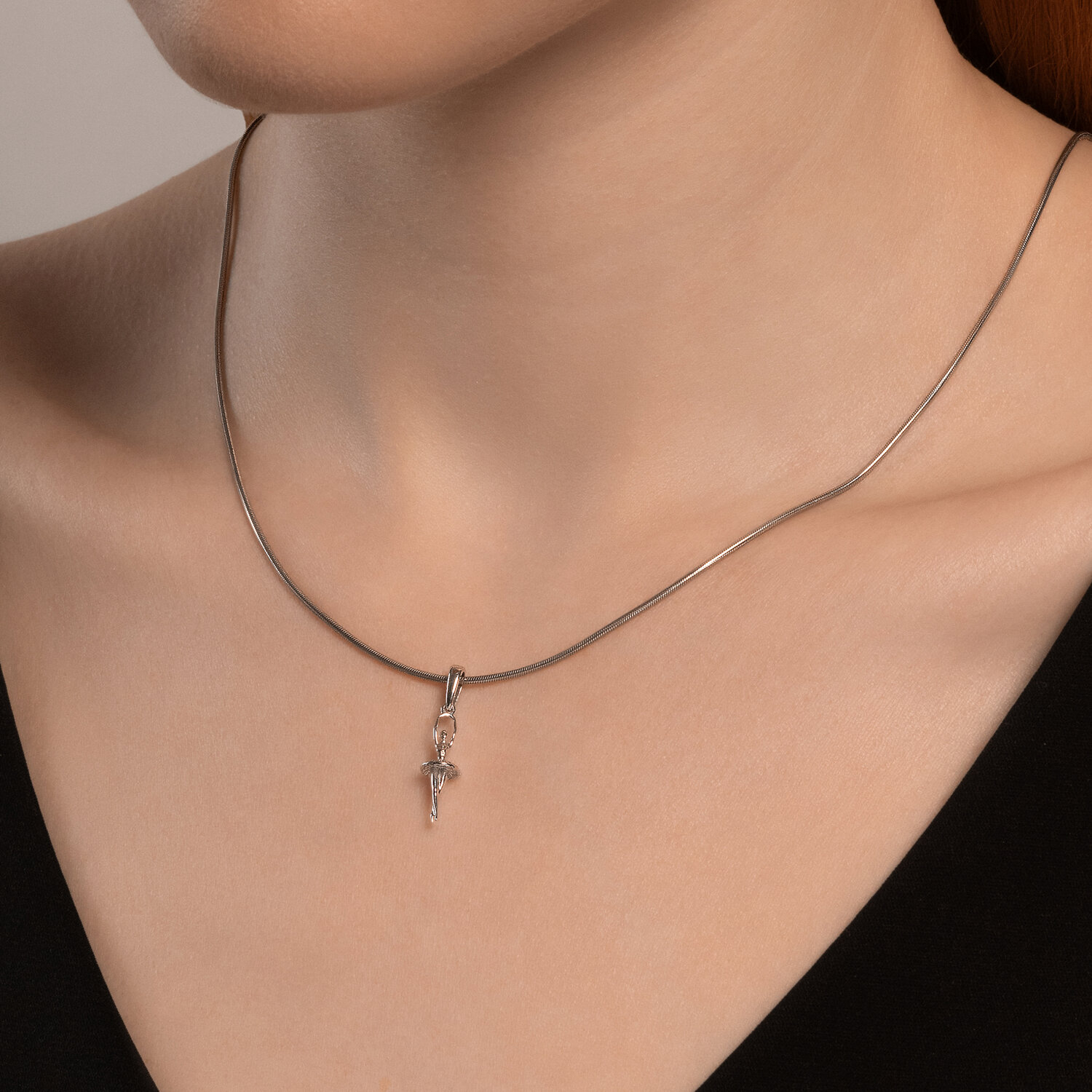 SOKOLOV 94033204 RUSSE Collection Ballerina Figure Pendant for Women, 925 Sterling Silver, Rhodium Plated, 0.66g, Silver