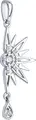 Diamant 94-130-02103-1 Women's Pendant, 925 Sterling Silver Rhodium Plated, Round Colorless Cubic Zirconia, Star Sunburst Design, 37x13x3 mm