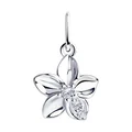 Diamant 94-130-01636-1 Pandantiv în formă de floare pentru femei, Argint Sterling 925, Placare Rodiu, Zirconiu Cubic Incolor Rotund 1.5 mm