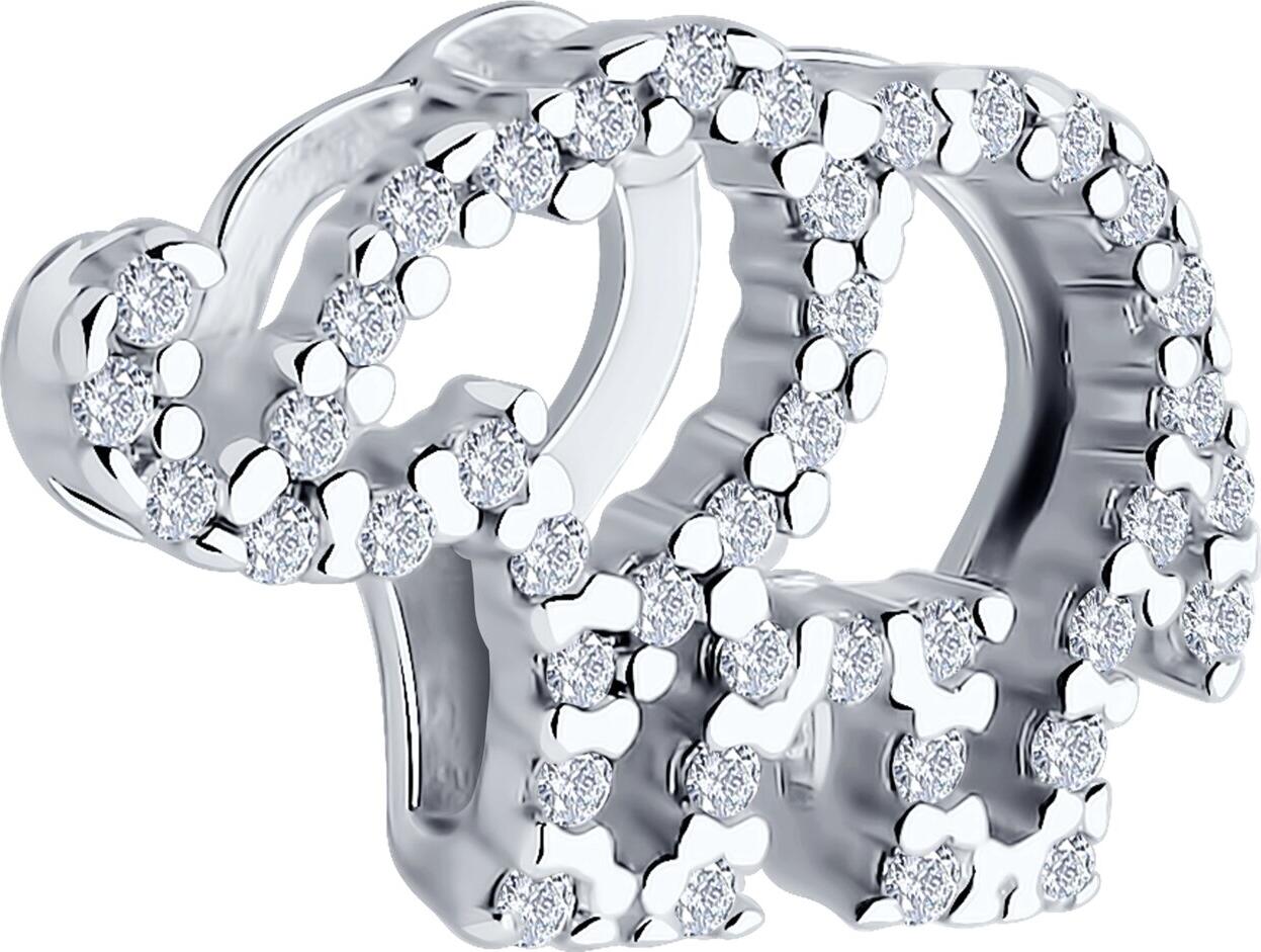 Pandantiv SOKOLOV Elephant pentru femei, argint 925 placat cu rodiu, 41 insertii de zirconiu cubic (fianite) incolore rotunde, 17x11x4 mm, SKU 94033250