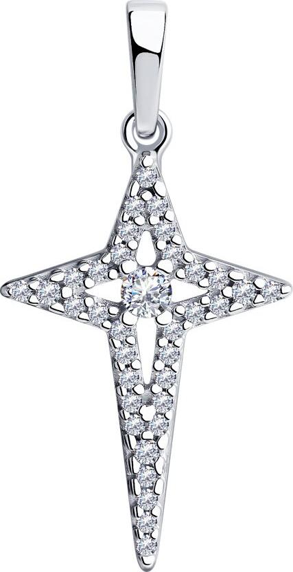Bijuterie SOKOLOV 94032668 pentru femei, Argint 925, Placare Rodiu, 35 Pietre Cubic Zirconia Incolori Rotunde, Colectia SKLV, 29x15x4 mm