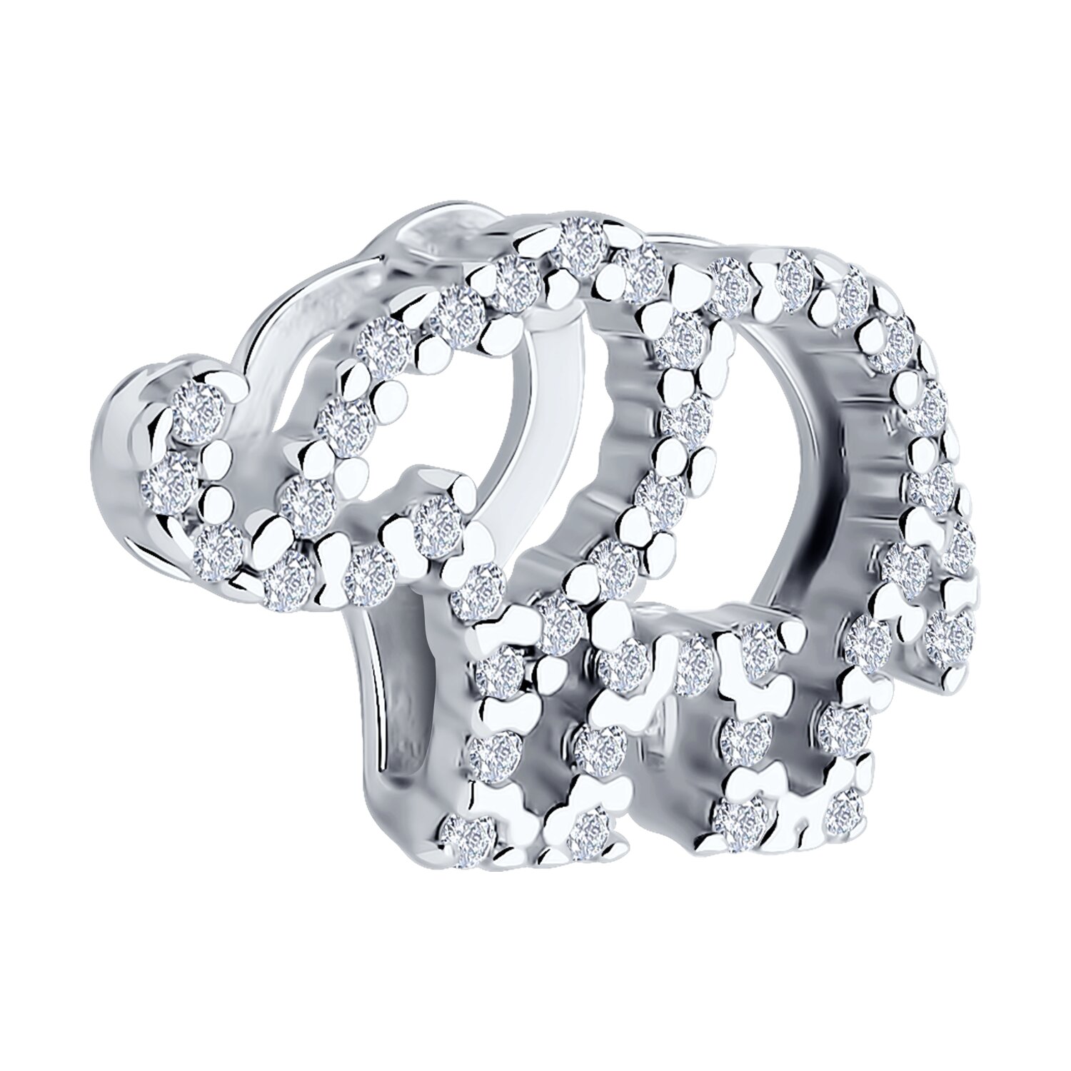 Pandantiv SOKOLOV Elephant pentru femei, argint 925 placat cu rodiu, 41 insertii de zirconiu cubic (fianite) incolore rotunde, 17x11x4 mm, SKU 94033250