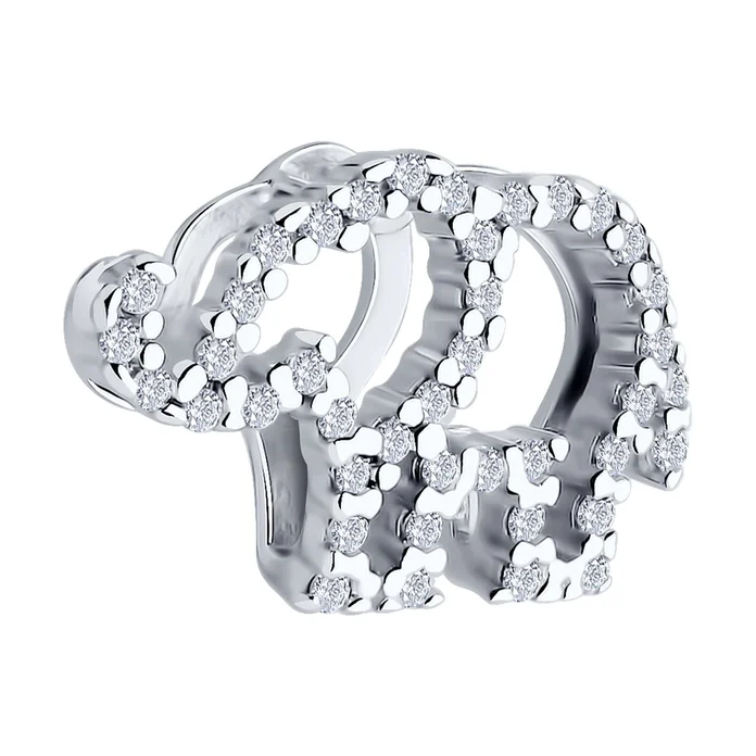 Pandantiv SOKOLOV Elephant pentru femei, argint 925 placat cu rodiu, 41 insertii de zirconiu cubic (fianite) incolore rotunde, 17x11x4 mm, SKU 94033250