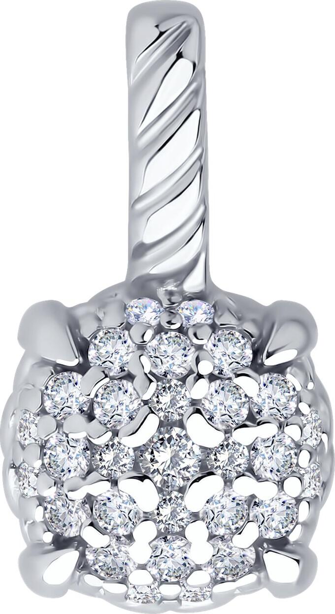 Bijuterie SOKOLOV 94033279 pentru femei, Argint 925 Placat cu Rodiu, Cubic Zirconiu Incolor Rotund, 16 Pietre, 0.264 Carat, 1.39g, 5x8x16 mm