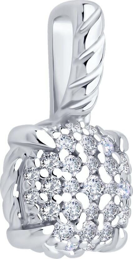 Bijuterie SOKOLOV 94033279 pentru femei, Argint 925 Placat cu Rodiu, Cubic Zirconiu Incolor Rotund, 16 Pietre, 0.264 Carat, 1.39g, 5x8x16 mm