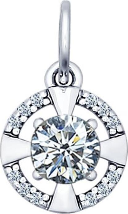Pandantiv SOKOLOV 94031344 pentru femei, din argint sterling 925 placat cu rodiu, cu 12 pietre de zirconiu cubic rotund, incolore, 0.108 carate, 1g