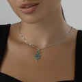 SOKOLOV 94032761 Women's Snake Pendant, 925 Sterling Silver Rhodium Plated with Green Round Cubic Zirconia, 36x14x4 mm, 2.42g