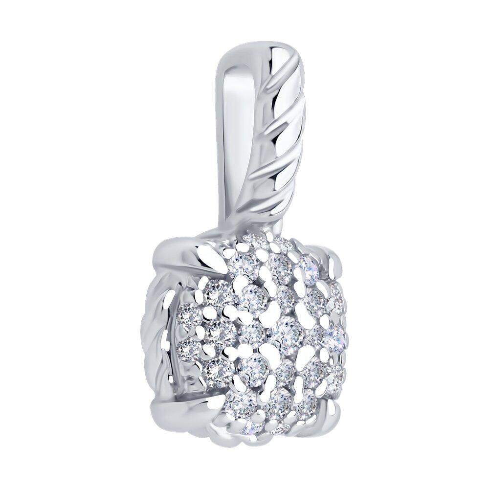 Bijuterie SOKOLOV 94033279 pentru femei, Argint 925 Placat cu Rodiu, Cubic Zirconiu Incolor Rotund, 16 Pietre, 0.264 Carat, 1.39g, 5x8x16 mm
