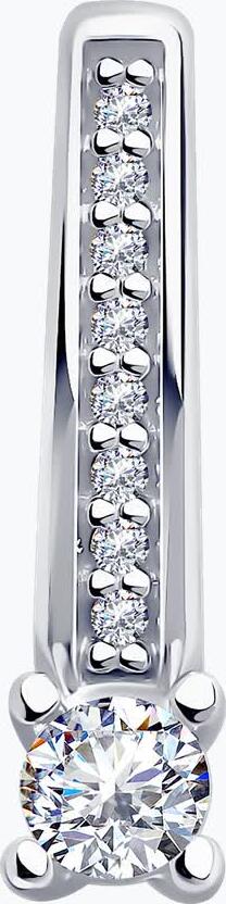 Подвеска Diamant 94-130-01573-1 женская, серебро 925 с родиевым покрытием, бесцветный круглый фианит, 17x4x4 мм, 0.9 г, классический стиль