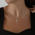 Diamant 94-130-01413-1 Women's Cross Pendant, Rhodium-Plated 925 Sterling Silver, 12 Round Colorless Cubic Zirconia, 0.342 ct, 36x20x5 mm