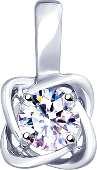 SOKOLOV 94032138 Women's Pendant, 925 Sterling Silver Rhodium-Plated with Round Colorless Cubic Zirconia, 15x9x4 mm