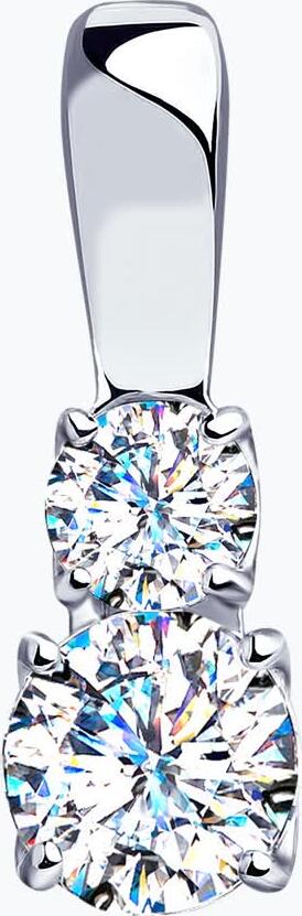 Bijuterie SOKOLOV 94032828 pentru femei, Argint 925 placat cu rodiu, Cubic Zirconia incolor rotund 5mm, 0.846 ct, 15x5x5 mm
