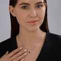 Ювелирное изделие Diamant 94-130-02235-1 для женщин, серебро 925 пробы с родиевым покрытием, круглый кубический цирконий и черная эмаль, 0.48 ct, 19x11x4 мм