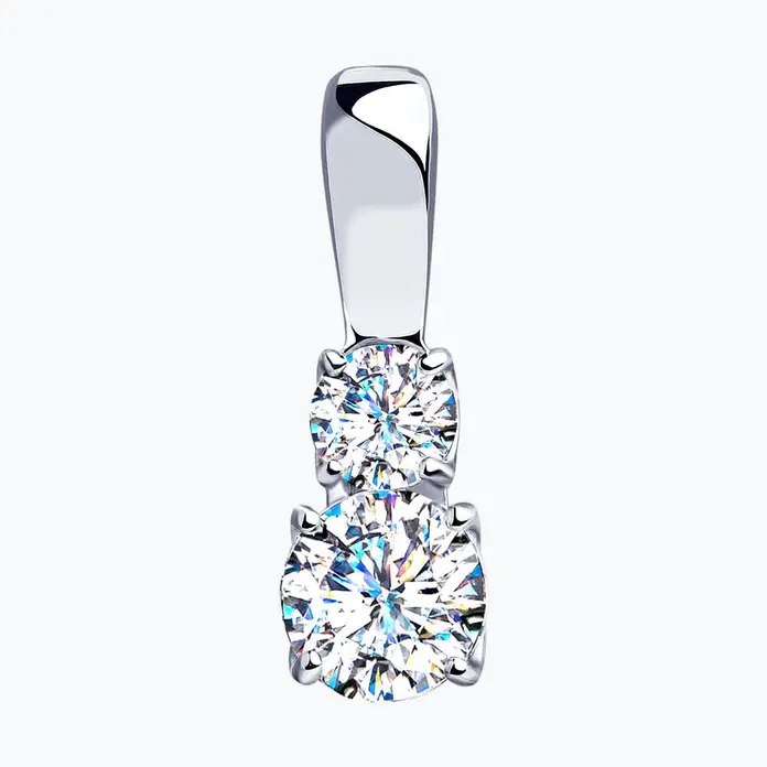 Bijuterie SOKOLOV 94032828 pentru femei, Argint 925 placat cu rodiu, Cubic Zirconia incolor rotund 5mm, 0.846 ct, 15x5x5 mm