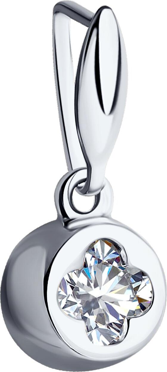 SOKOLOV 94031327 Women's Jewelry, 925 Sterling Silver Rhodium Plated, Round Colorless Cubic Zirconia 5mm, 0.846ct