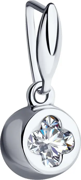 SOKOLOV 94031327 Women's Jewelry, 925 Sterling Silver Rhodium Plated, Round Colorless Cubic Zirconia 5mm, 0.846ct
