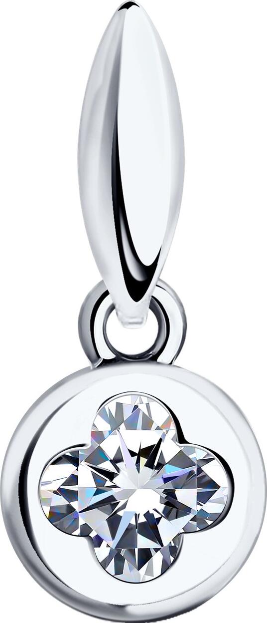 SOKOLOV 94031327 Women's Jewelry, 925 Sterling Silver Rhodium Plated, Round Colorless Cubic Zirconia 5mm, 0.846ct