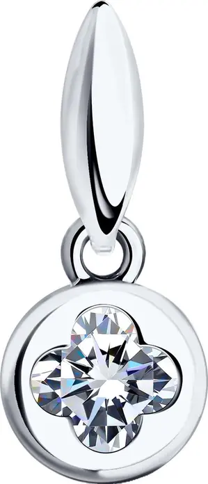 SOKOLOV 94031327 Women's Jewelry, 925 Sterling Silver Rhodium Plated, Round Colorless Cubic Zirconia 5mm, 0.846ct