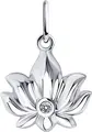 Bijuterie Diamant Present 94-130-01096-1 Forma Floare de Lotus, Argint 925 Placat cu Rodiu, Zirconiu Cubic Incolor Rotund 1.5mm, Accesoriu pentru Femei