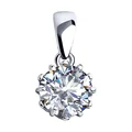 Ювелирное изделие Diamant 94-130-01218-1 для женщин, серебро 925 с родиевым покрытием, круглый бесцветный кубический цирконий 7 мм, 2,246 карата