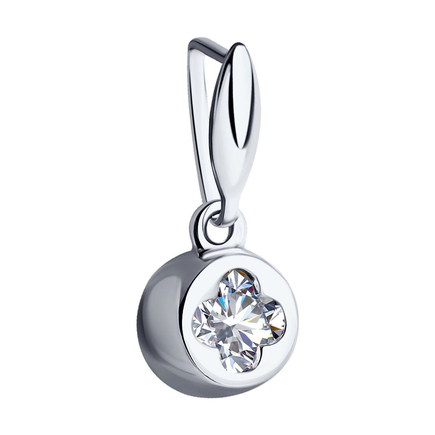 SOKOLOV 94031327 Women's Jewelry, 925 Sterling Silver Rhodium Plated, Round Colorless Cubic Zirconia 5mm, 0.846ct