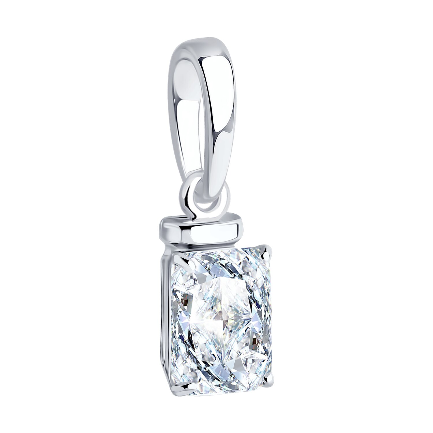 Inel SOKOLOV 94031755 pentru femei, argint 925 placat cu rodiu, zirconiu cubic colorless octogonal 2.526 ct, piatra 8x6 mm, 1.2 g