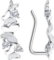 Diamant 94-120-01169-1 Women's Ear Cuffs Earrings, 925 Sterling Silver, Round Colorless Cubic Zirconia 1.75mm, 18mm Width, 1.10g