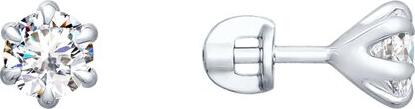 Diamant Women's Silver Stud Earrings with Round Colorless Cubic Zirconia, Prong Setting, Article 94-122-01651-1, 7x7x5 mm, 2.23 g