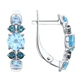 SOKOLOV 725352-3 Women's White Gold 585 Earrings with Blue London Topaz, Rhodium Coated, English Clasp, 0.346 ct, 2.49 g