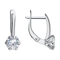 Cercei Diamant pentru femei din aur alb 585 cu zirconiu cubic rotund incolore 6mm 2.91ct, closure englezesc, SKU 52-120-01816-1