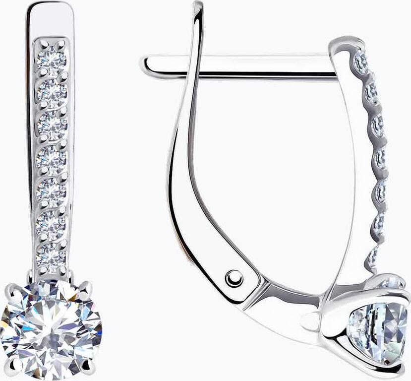 Diamant 52-120-02334-1 Women's White Gold 585 Jewelry with 14 Round Colorless Cubic Zirconia Stones, English Lock, 1.97g