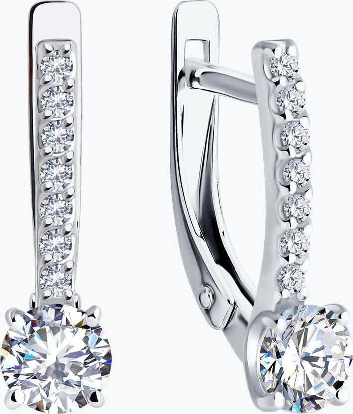 Diamant 52-120-02334-1 Women's White Gold 585 Jewelry with 14 Round Colorless Cubic Zirconia Stones, English Lock, 1.97g