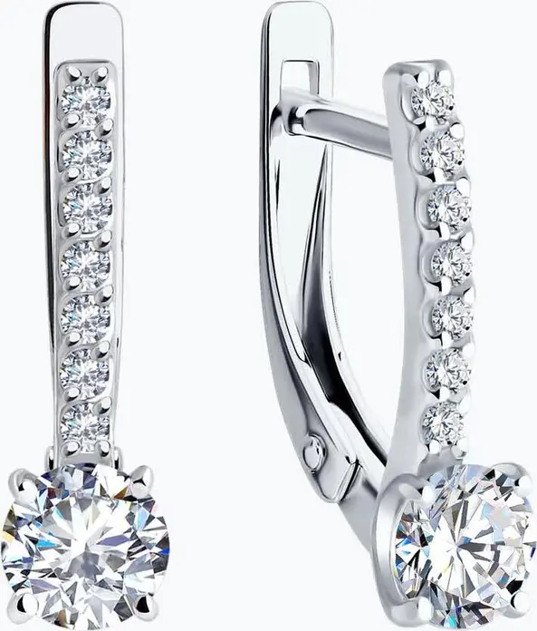 Diamant 52-120-02334-1 Women's White Gold 585 Jewelry with 14 Round Colorless Cubic Zirconia Stones, English Lock, 1.97g