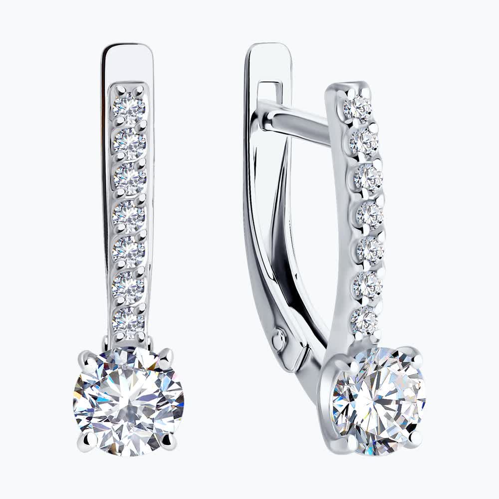 Diamant 52-120-02334-1 Women's White Gold 585 Jewelry with 14 Round Colorless Cubic Zirconia Stones, English Lock, 1.97g