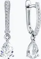 SOKOLOV 0201080-3 Cercei pentru femei din Aur Alb 585 cu Cubic Zirconia incolore formă de pară și rotundă, 0.19 ct, Închidere Englezească, 23x6x3 mm