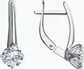 Diamant 52-120-01794-1 Women's White Gold 585 Earrings with Round Colorless Cubic Zirconia 6mm, English Lock, 2.79g