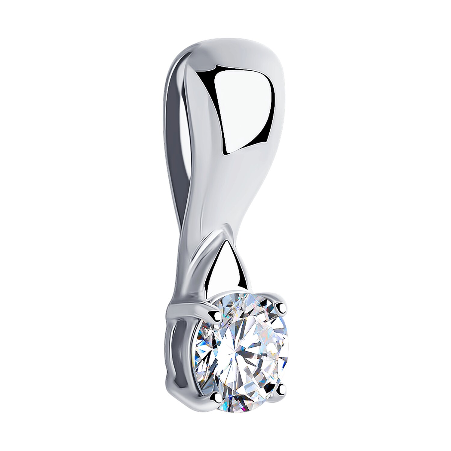 Подвеска Diamant для женщин 94-130-01548-1, серебро 925 пробы с родированием, фианит круглый бесцветный 5 мм, 0.846 ct, 16x5x5 мм, 0.84 г